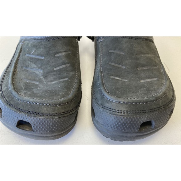 Crocs Yukon Mesa Clogs Black Leather Slingback Cut Out Split Toe Mens Sz 14 main image 7